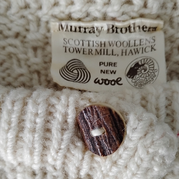 Murray Brothers Scottish Knit Fisherman Sweater Cardigan Classic Vintage 70s Med - Picture 9 of 11